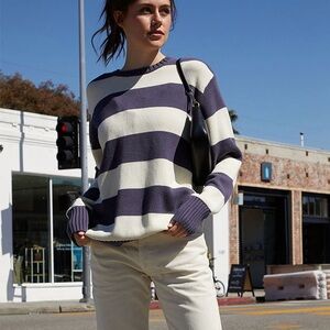 John Galt Cream & Navy Striped Brianna Sweater